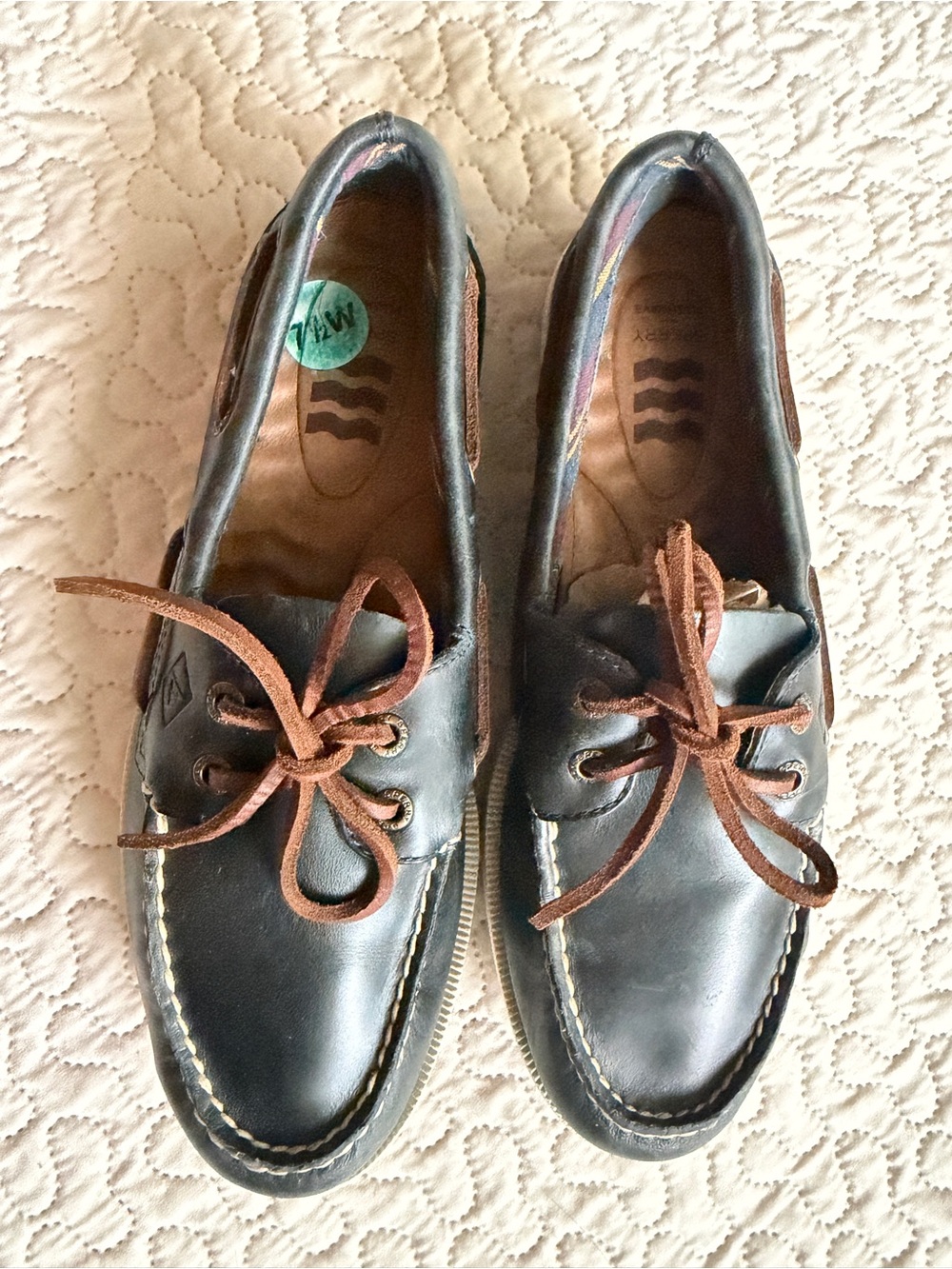 Sperry Top-Sider Men’s 7.5M Navy Blue Leather Authentic Original Boat Shoes